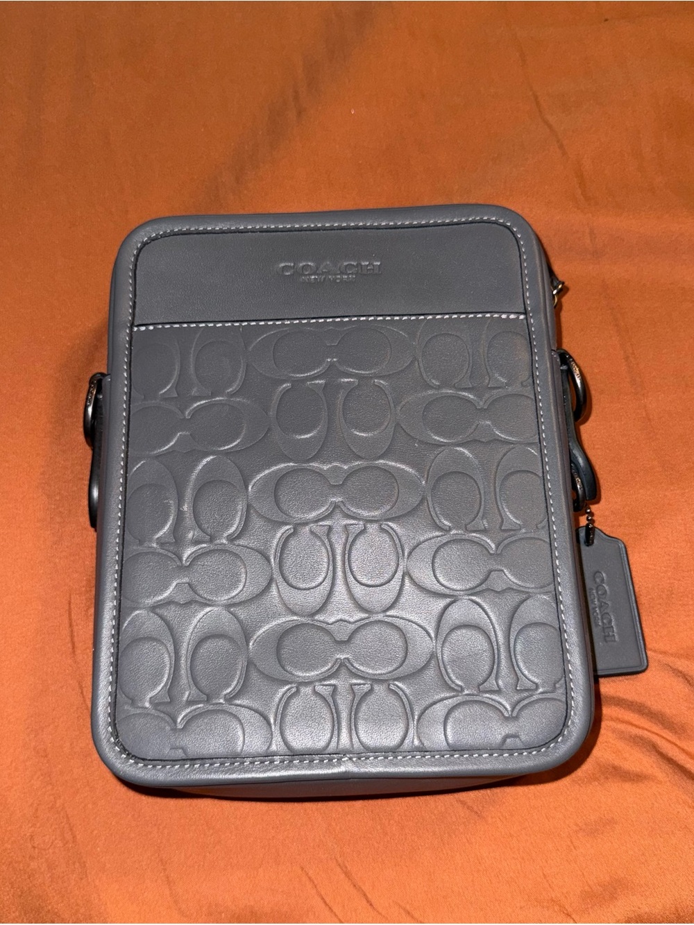 Coach Gray Sullivan Embossed Signature Messenger Bag